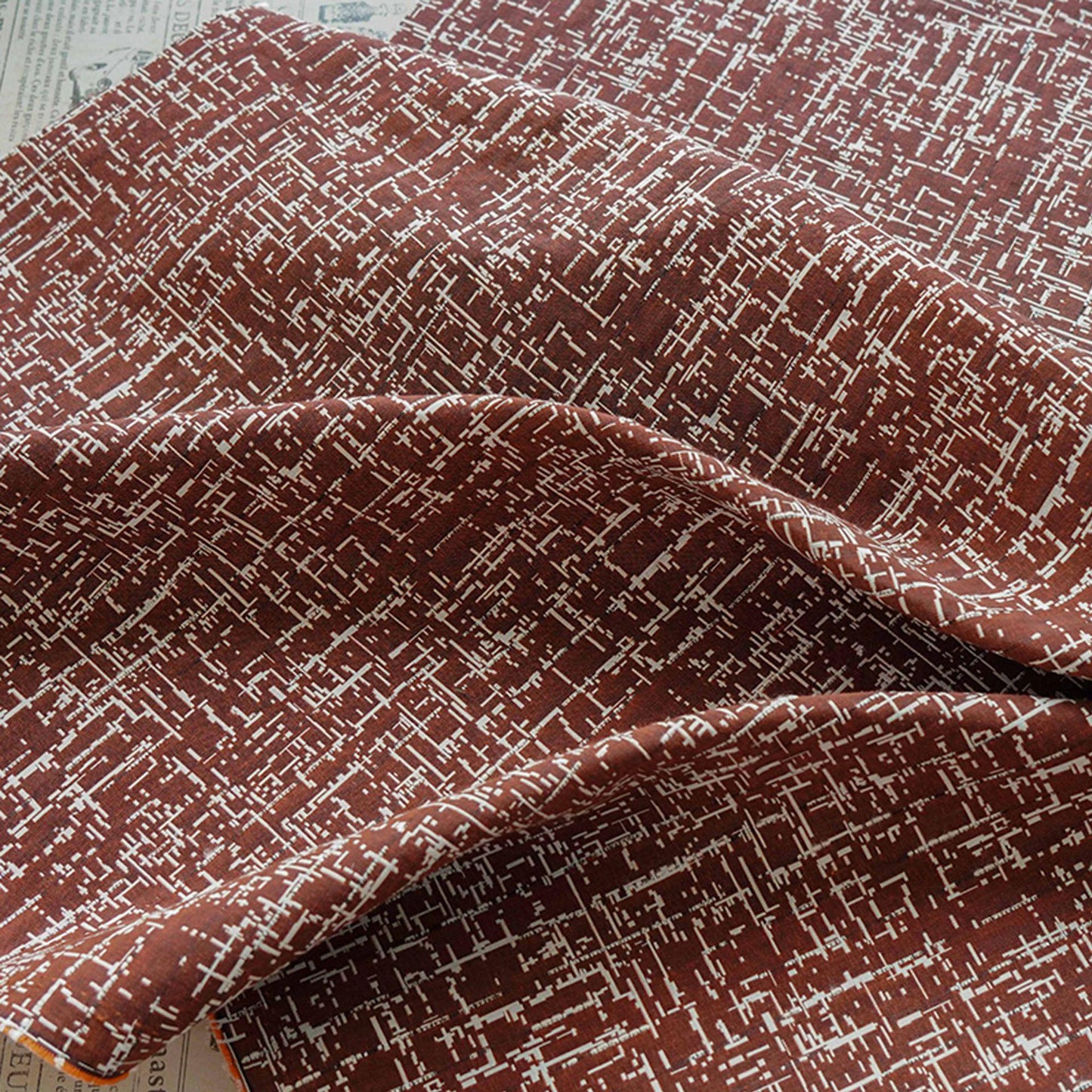 Green Abstract Jacquard Fabric, Cotton Polyester Blend, 59" Wide