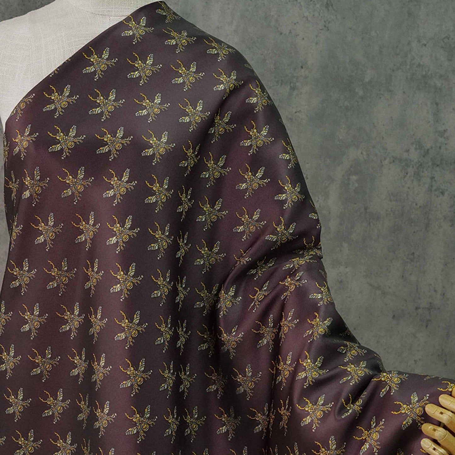 Plum Red Bee Jacquard Brocade Fabric – Asian Style, 63" Wide