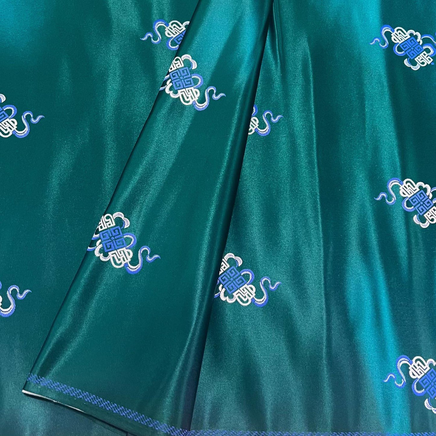 Chinese Brocade Fabric – Elegant Jacquard with 'Fu' Symbol, 29.5” Wide