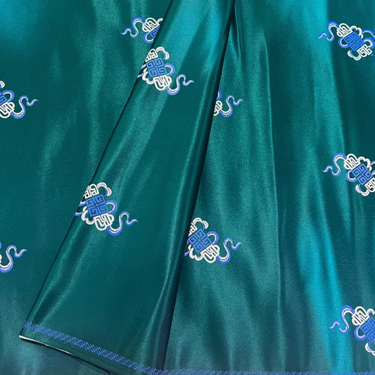 Chinese Brocade Fabric – Elegant Jacquard with 'Fu' Symbol, 29.5” Wide