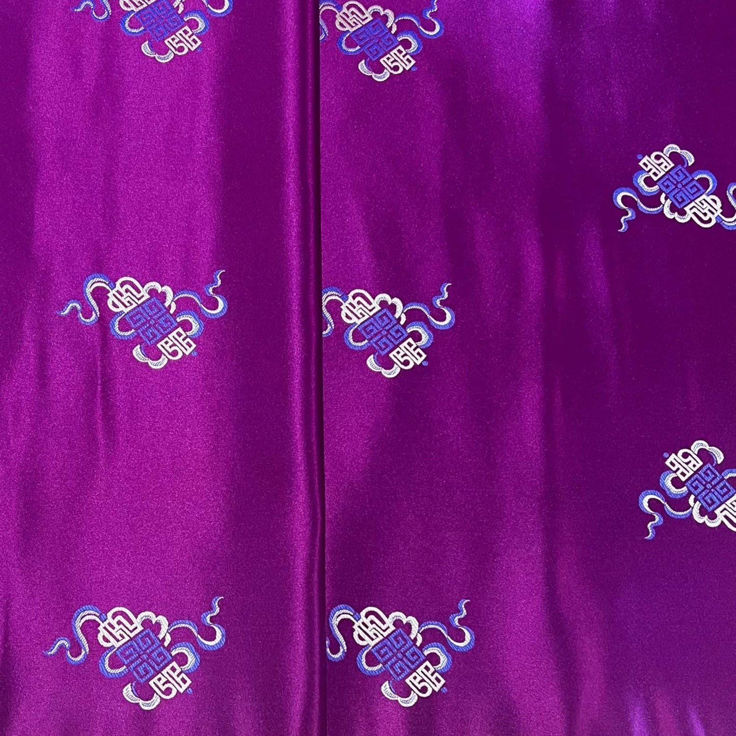 Chinese Brocade Fabric – Elegant Jacquard with 'Fu' Symbol, 29.5” Wide