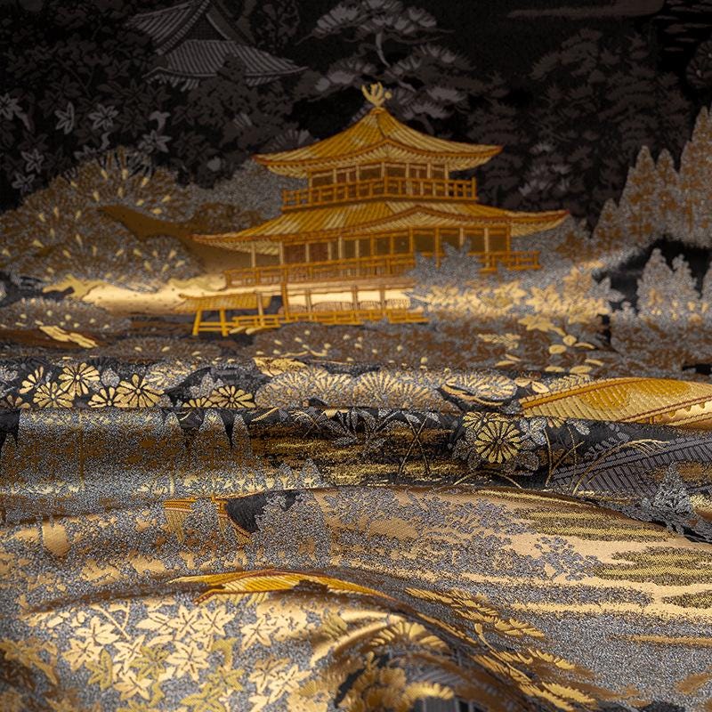 Nishijinori Jacquard Brocade Fabric: Japanese Floral Sewing Material, 59"Wide