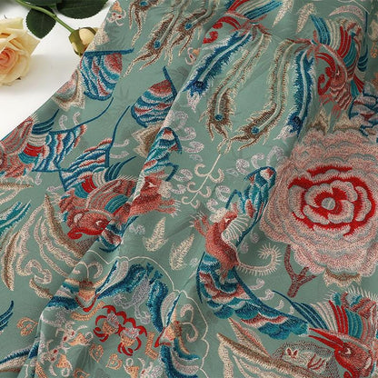 Satin Jacquard Fabric: 59"W Digital Print Shantung Silk - Upholstery, Costume, Decor