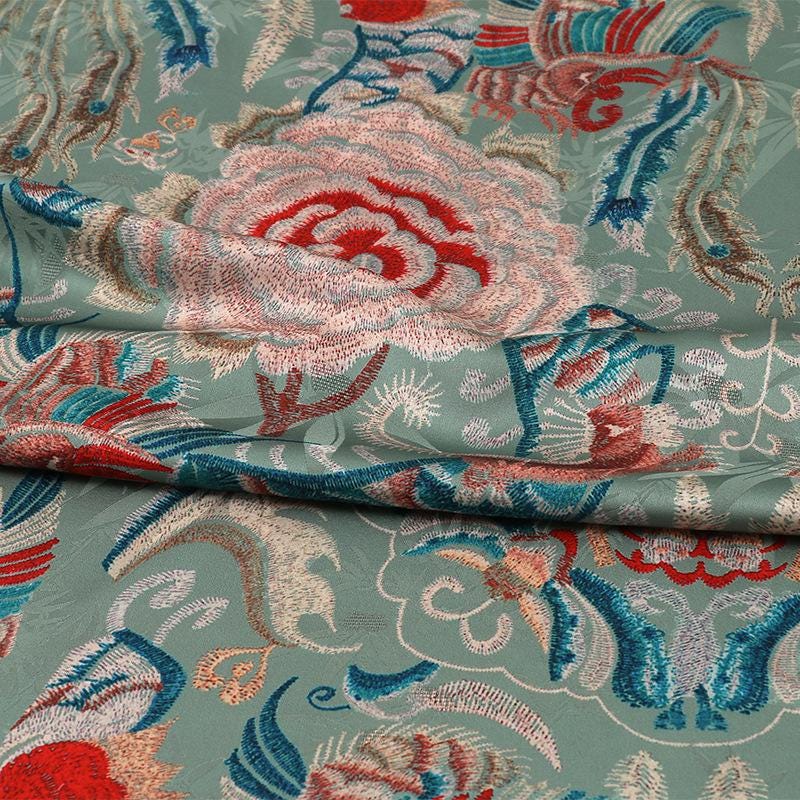 Satin Jacquard Fabric: 59"W Digital Print Shantung Silk - Upholstery, Costume, Decor
