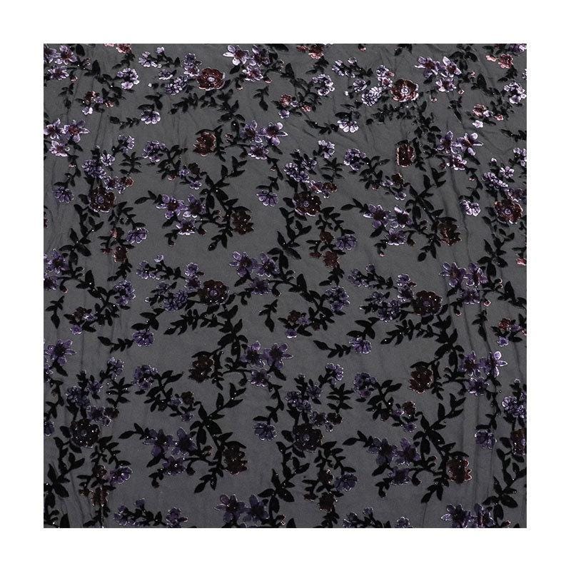 Burnout Floral Viscose Velvet Fabric: Soft Drape for Kimono, Costume