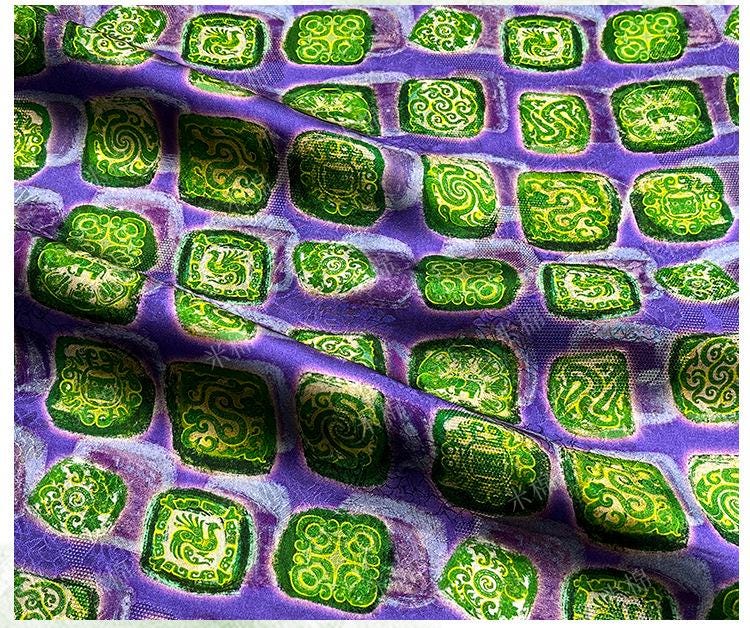 Emerald Jade Xiangyunsha Fabric: Chinese Jacquard Rayon for Dressmaking