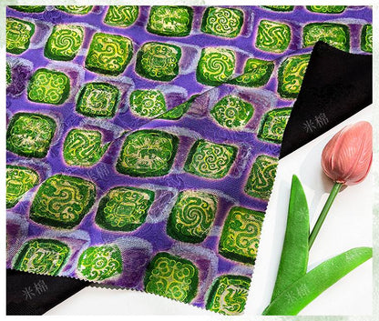 Emerald Jade Xiangyunsha Fabric: Chinese Jacquard Rayon for Dressmaking