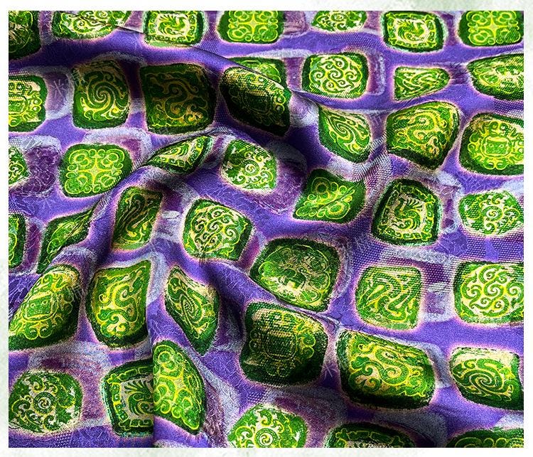 Emerald Jade Xiangyunsha Fabric: Chinese Jacquard Rayon for Dressmaking