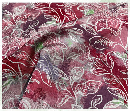 Scarlet Blossom Xiangyunsha Fabric, Luxury Chinese Dressmaking Material for Cheongsam, Qipao, Sewing and Upholstery