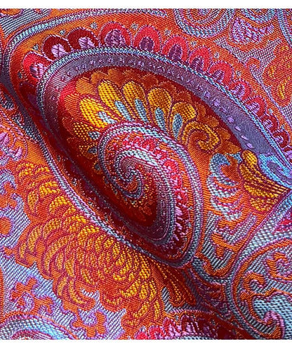 Red Chrysanthemum Brocade Fabric – Shimmering Pipa Pattern, 57" Wide