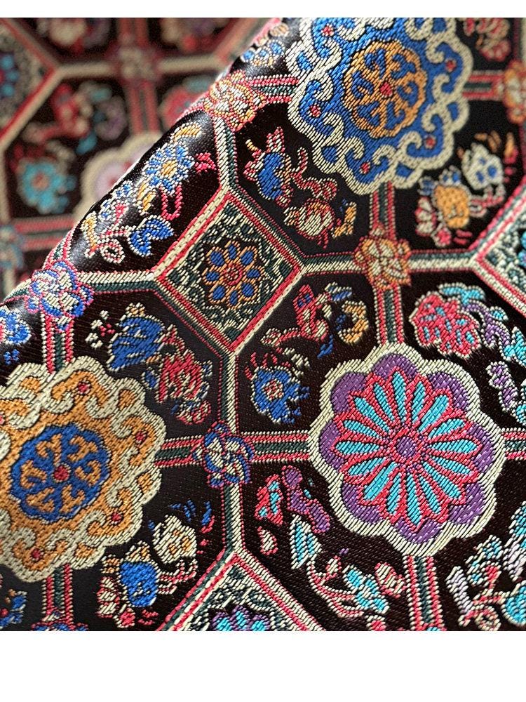 Colorful Brocade Jacquard Fabric – Traditional Chinese Sewing Material, 29" Wide