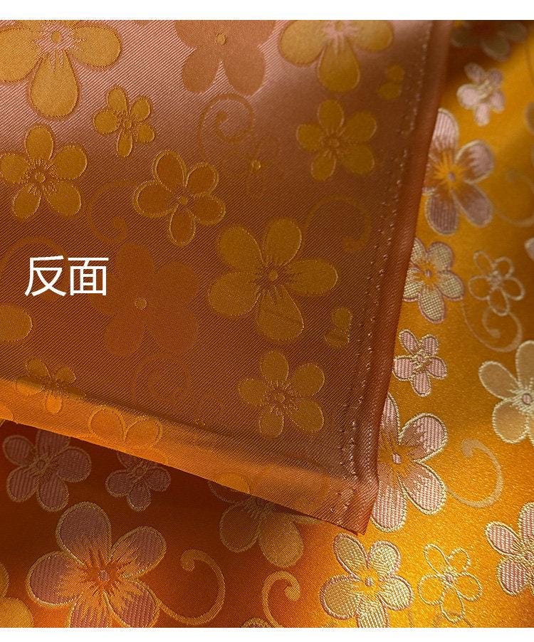 Floral Jacquard Rayon Blend Fabric – Pink & Yellow, 29" Wide