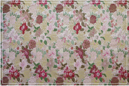 Embossed Floral Jacquard Fabric, Peony Chrysanthemum Pattern, 59" Wide