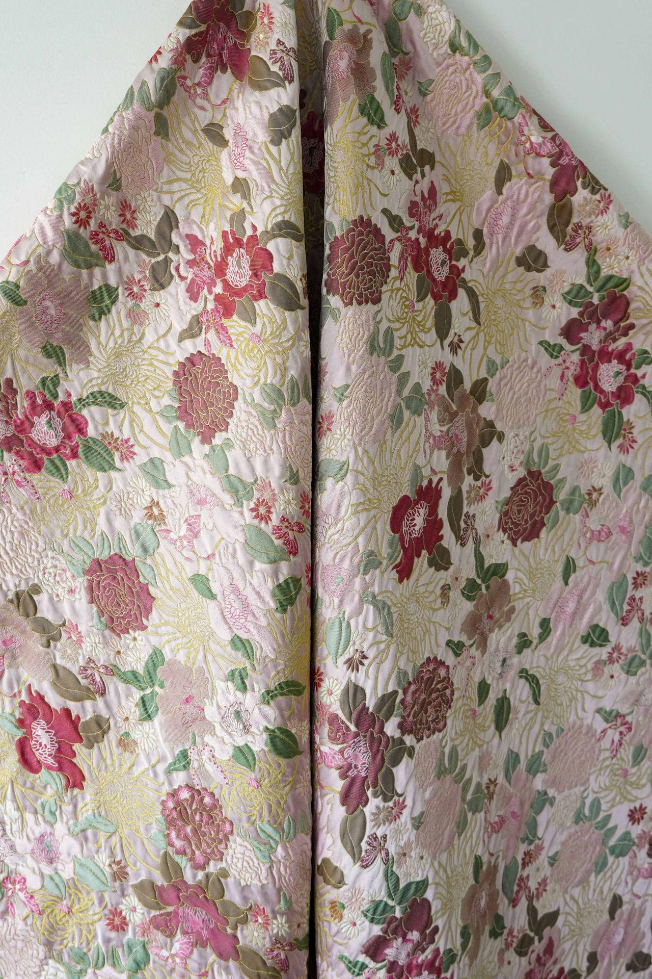 Embossed Floral Jacquard Fabric, Peony Chrysanthemum Pattern, 59" Wide