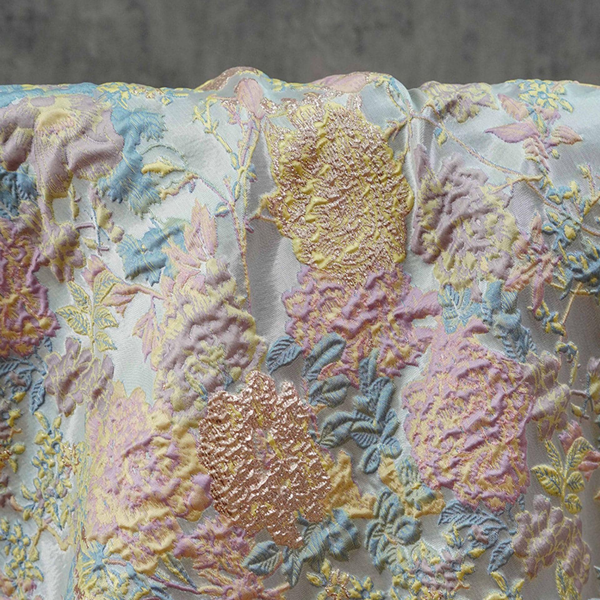 Floral Jacquard Fabric – Gold Embellished, 58" Wide