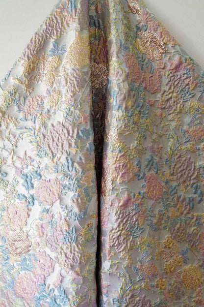 Floral Jacquard Fabric – Gold Embellished, 58" Wide