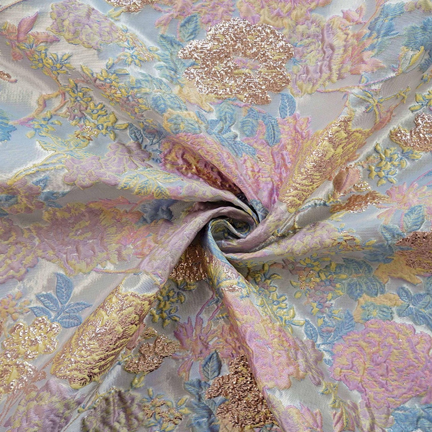 Floral Jacquard Fabric – Gold Embellished, 58" Wide