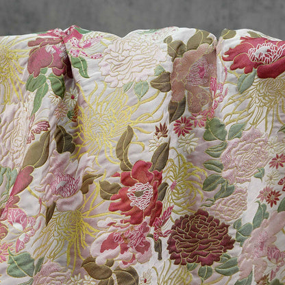 Embossed Floral Jacquard Fabric, Peony Chrysanthemum Pattern, 59" Wide