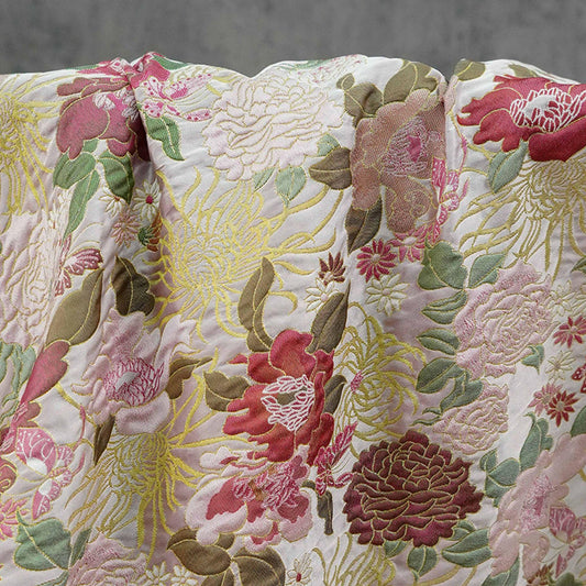 Embossed Floral Jacquard Fabric, Peony Chrysanthemum Pattern, 59" Wide