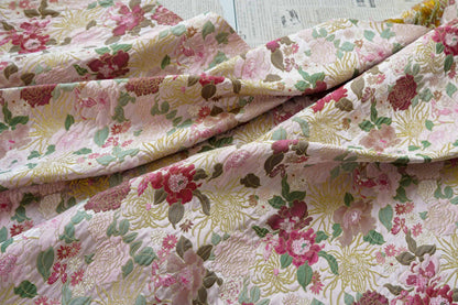 Embossed Floral Jacquard Fabric, Peony Chrysanthemum Pattern, 59" Wide