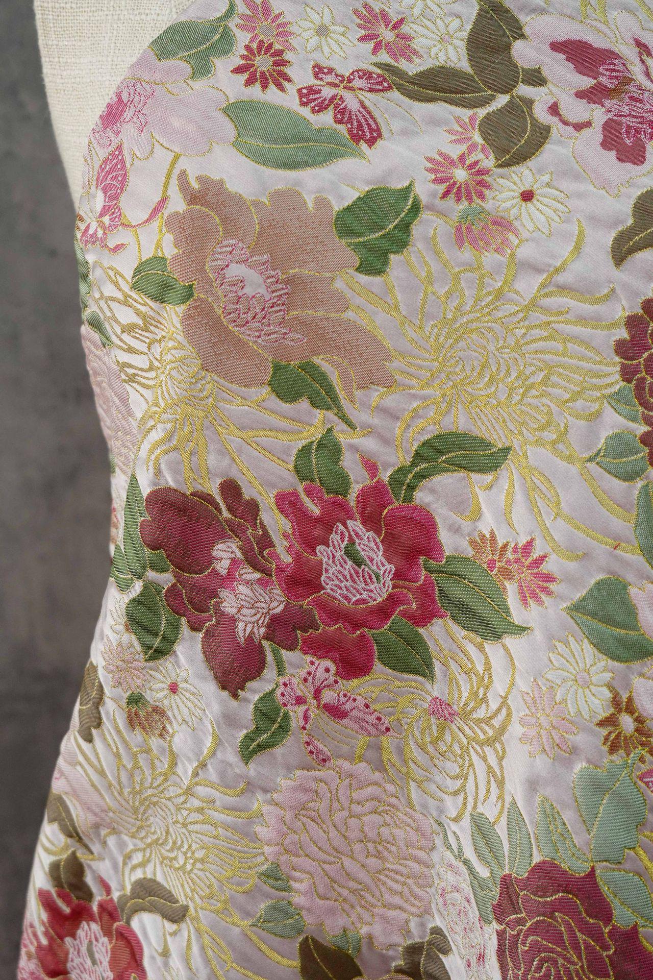 Embossed Floral Jacquard Fabric, Peony Chrysanthemum Pattern, 59" Wide