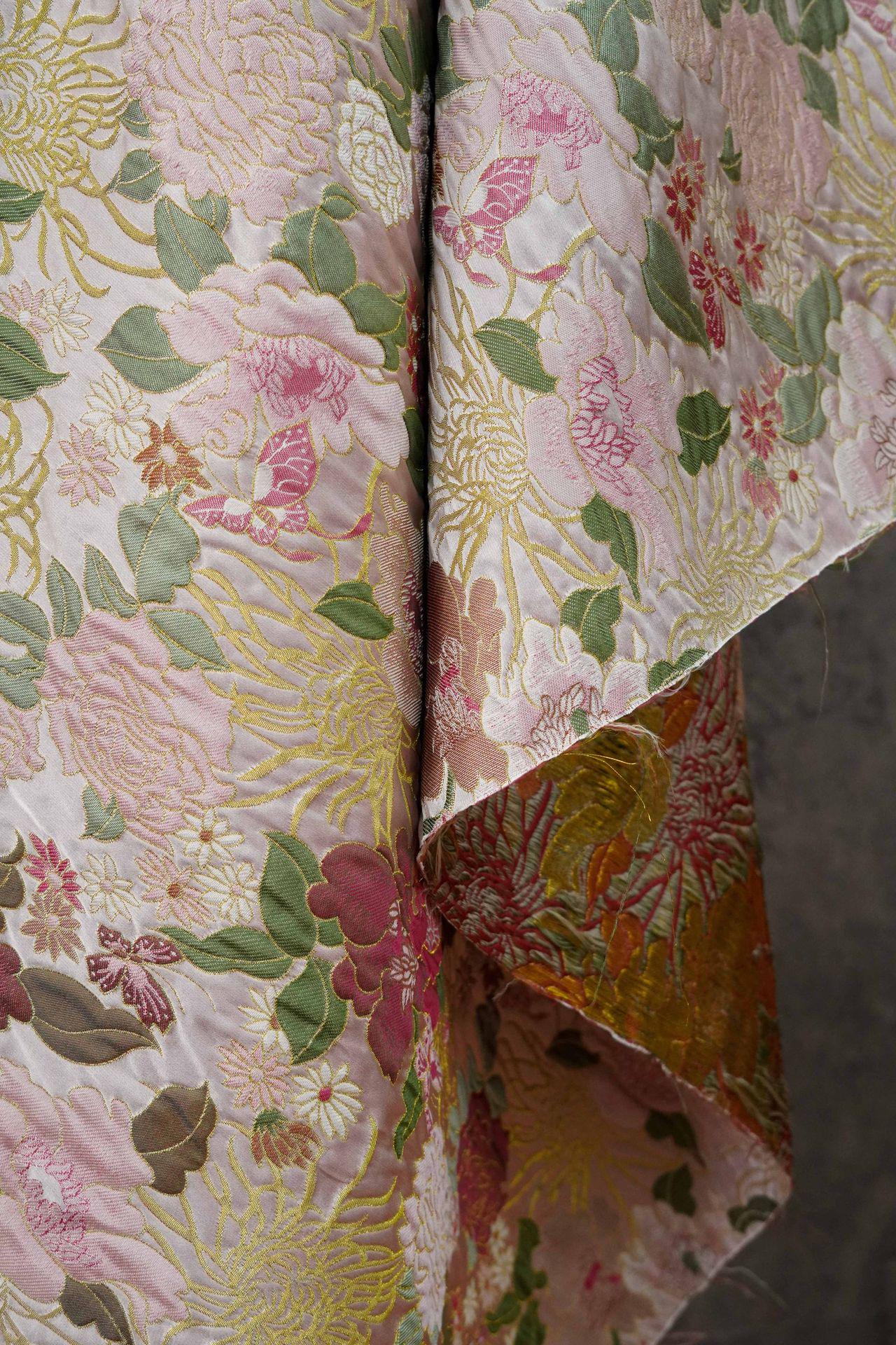 Embossed Floral Jacquard Fabric, Peony Chrysanthemum Pattern, 59" Wide