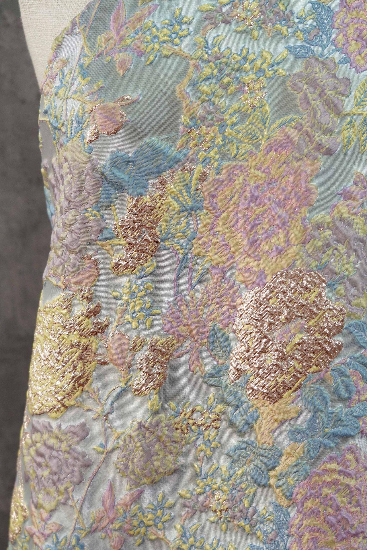 Floral Jacquard Fabric – Gold Embellished, 58" Wide