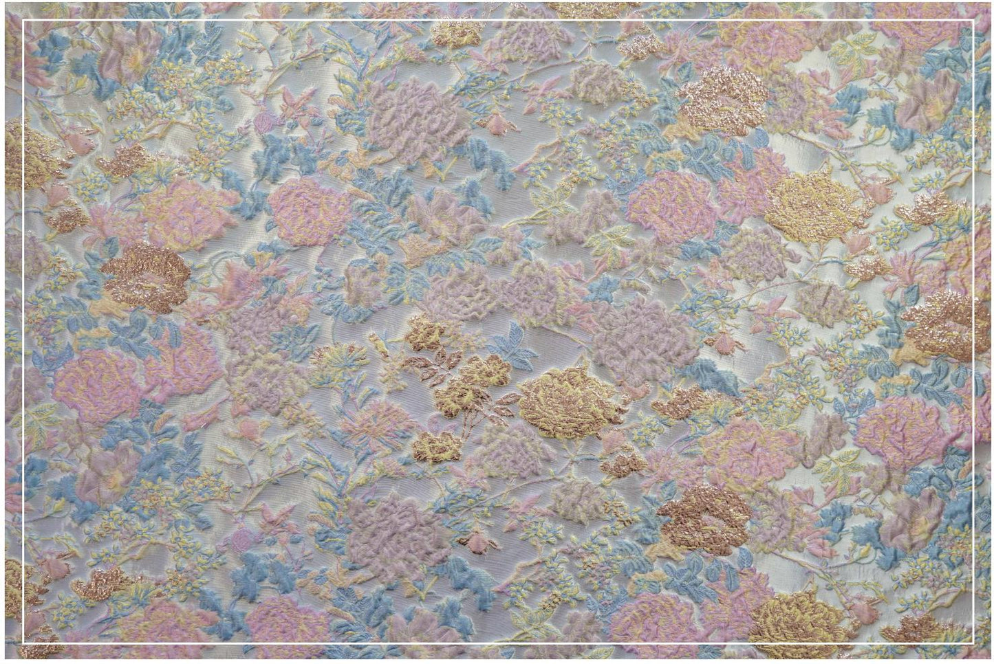 Floral Jacquard Fabric – Gold Embellished, 58" Wide