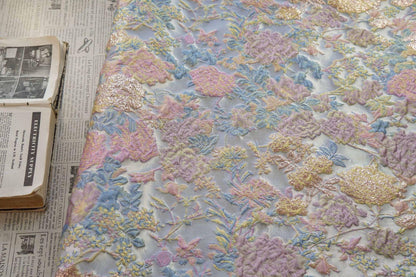 Floral Jacquard Fabric – Gold Embellished, 58" Wide