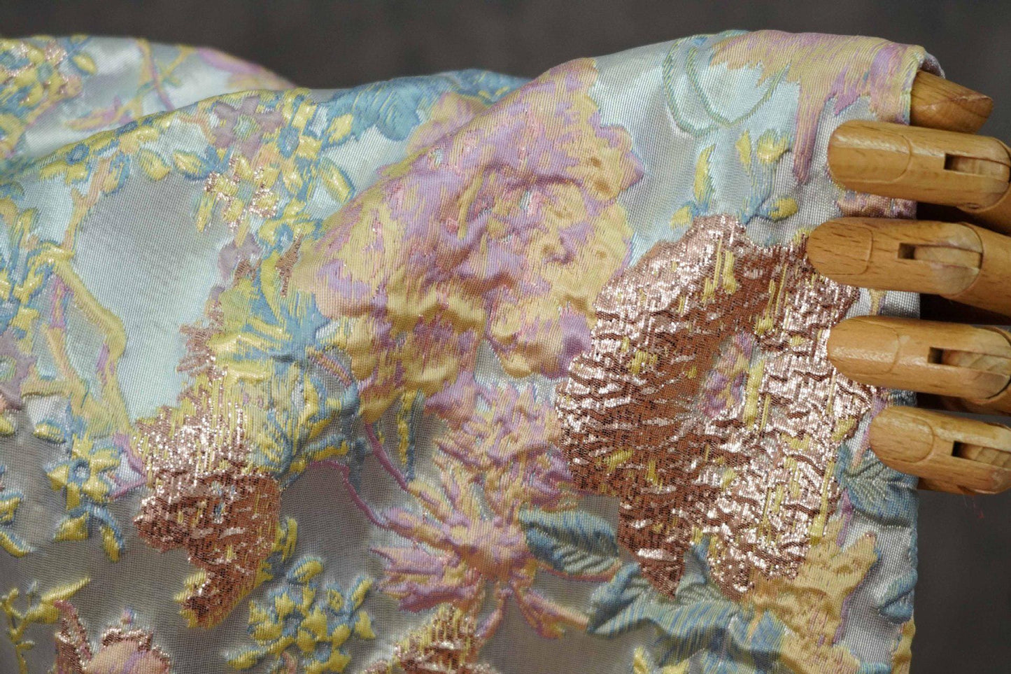 Floral Jacquard Fabric – Gold Embellished, 58" Wide