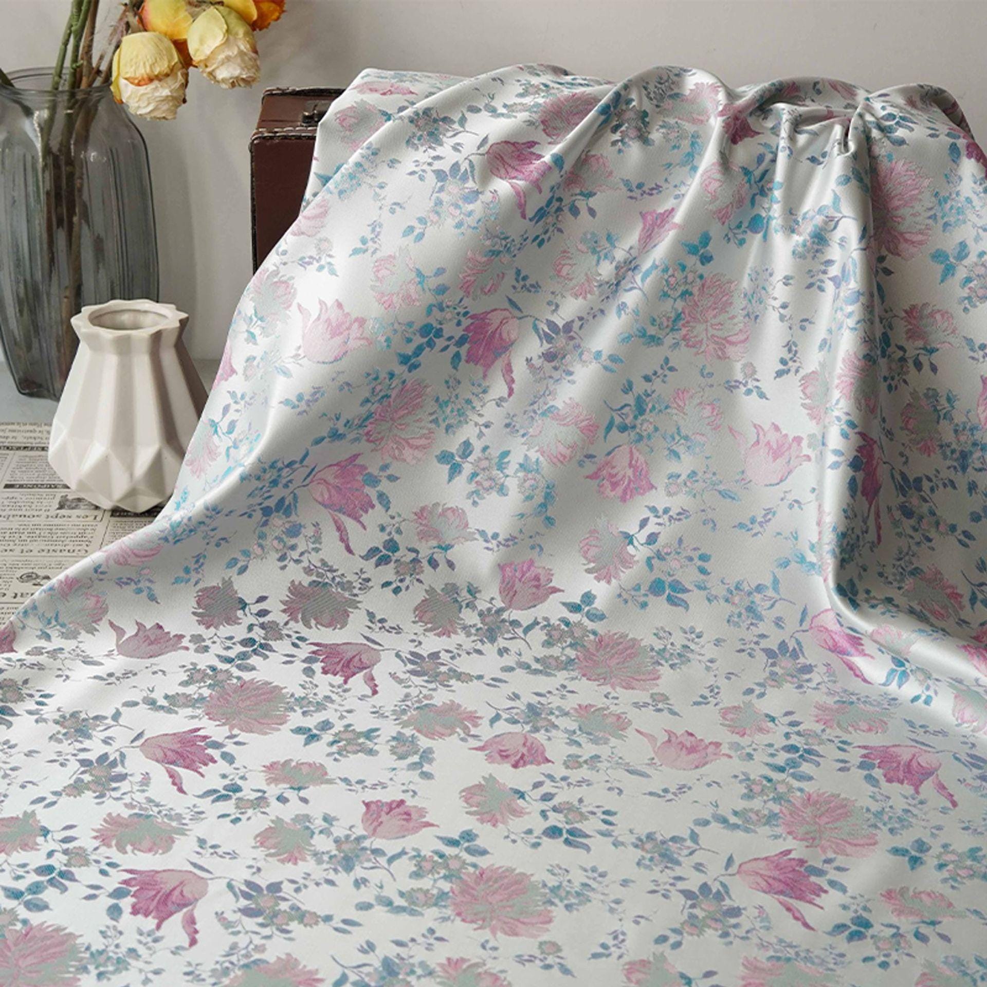 Floral Brocade Fabric, Luxury Woven Textile, Vintage Style Upholstery Craft Material, 55"Wide - Poppylollipop