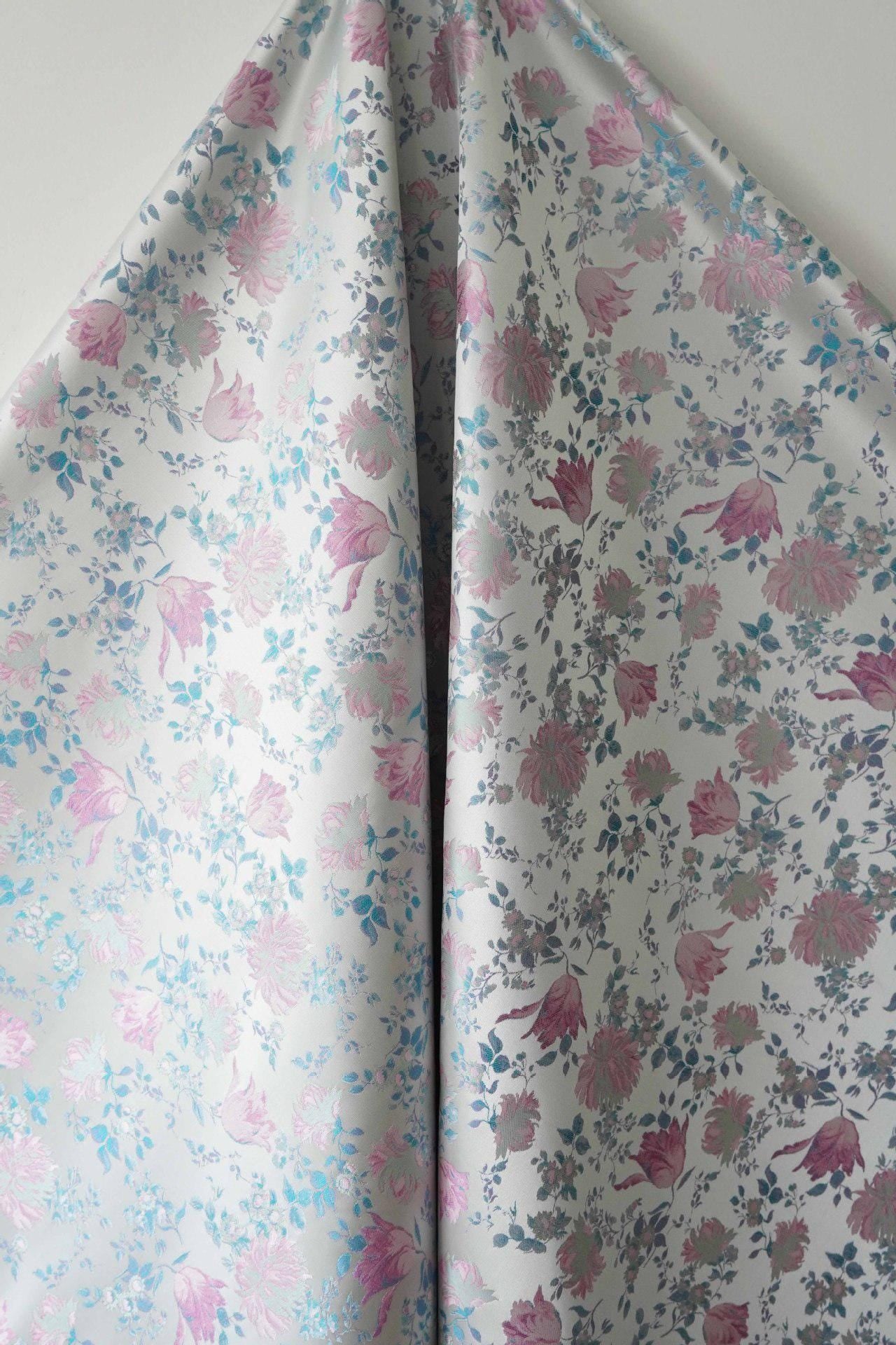 Floral Brocade Fabric, Luxury Woven Textile, Vintage Style Upholstery Craft Material, 55"Wide - Poppylollipop