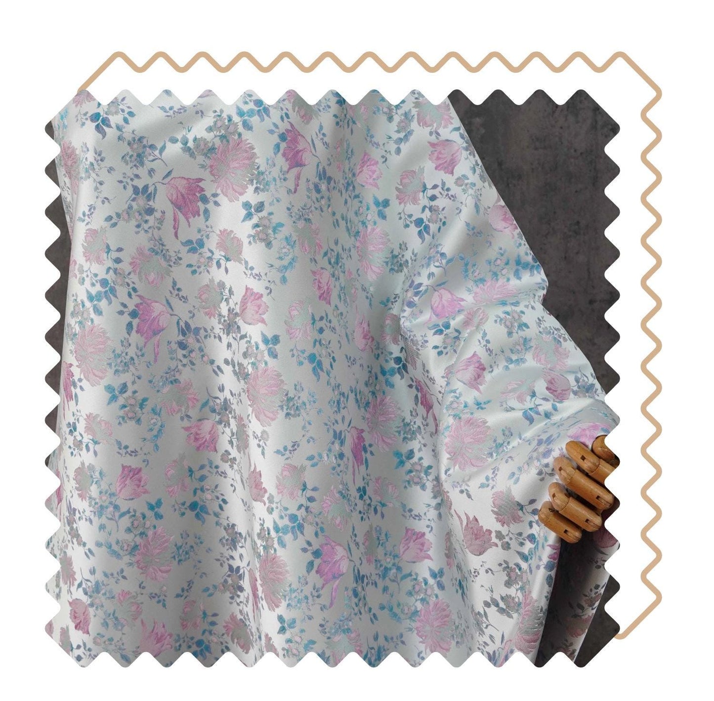 Floral Brocade Fabric, Luxury Woven Textile, Vintage Style Upholstery Craft Material, 55"Wide - Poppylollipop