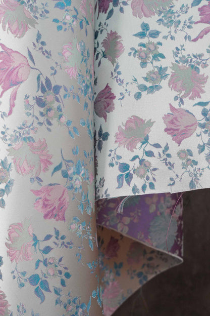 Floral Brocade Fabric, Luxury Woven Textile, Vintage Style Upholstery Craft Material, 55"Wide - Poppylollipop