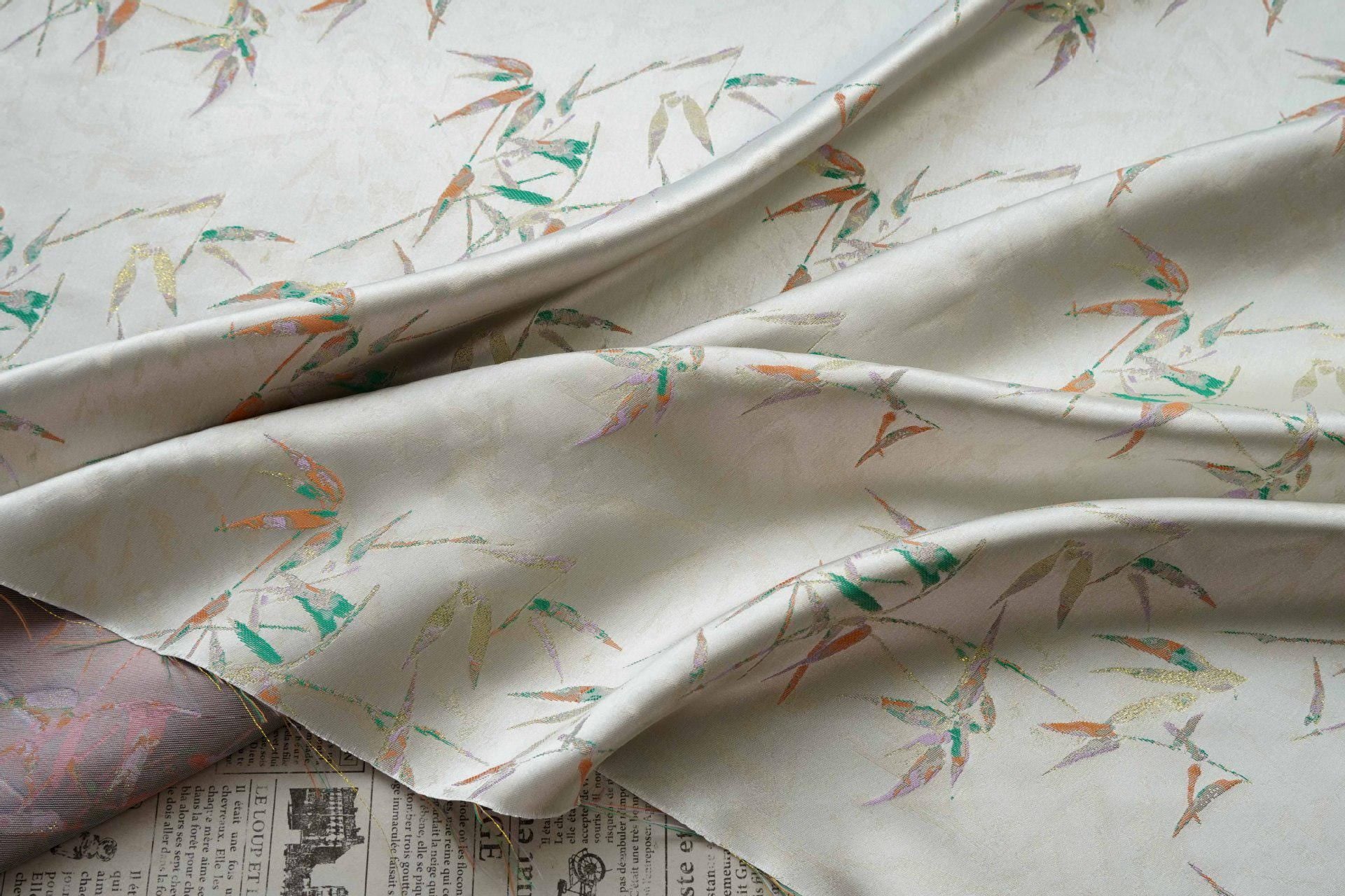 Song Brocade Bamboo Fabric, Chinese Jacquard Textile, Floral Pattern, Sewing Fabric (59" Wide)