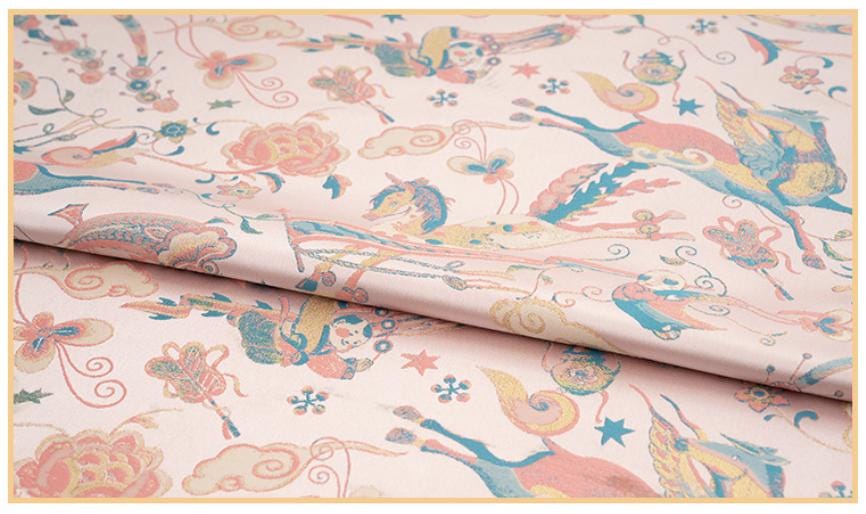 Song Brocade Jacquard Fabric, Chinese Horse Pattern Textile, Luxury Woven Fabric, Vintage Oriental Brocade, Sewing Upholstery Craft Fabric