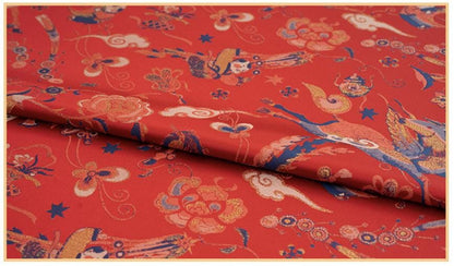 Song Brocade Jacquard Fabric, Chinese Horse Pattern Textile, Luxury Woven Fabric, Vintage Oriental Brocade, Sewing Upholstery Craft Fabric
