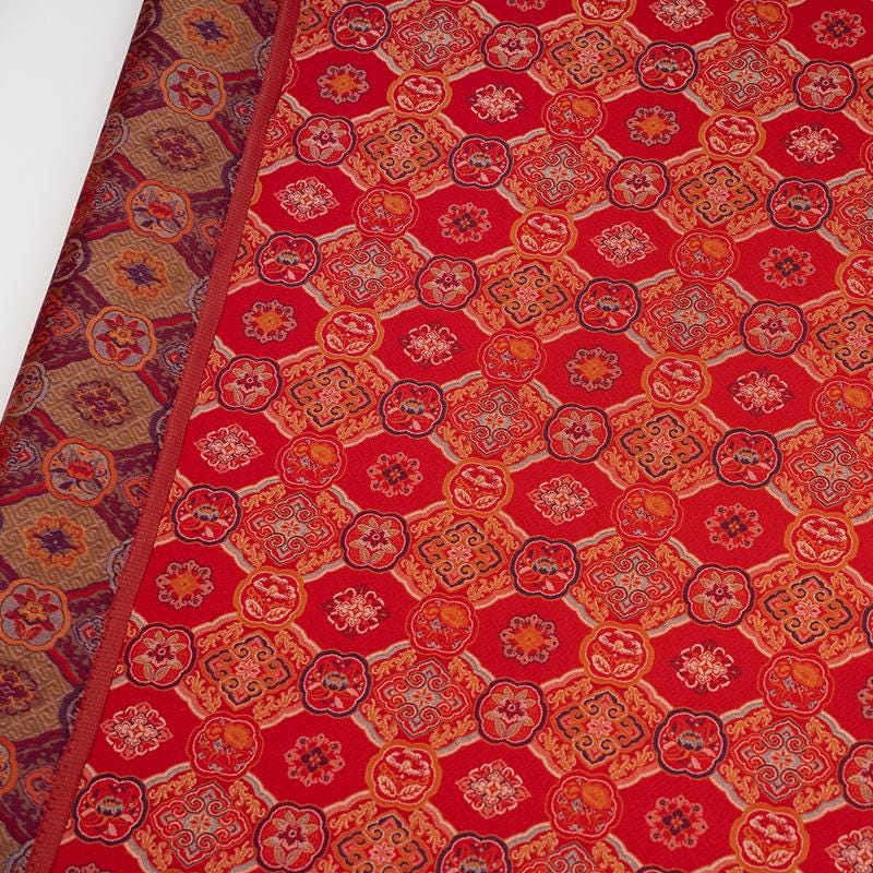 Dragon Brocade Fabric, Baoxiang Floral Pattern Textile, Traditional Jacquard Satin, Tibetan Mongolian Style Fabric, Luxury Upholstery Sewing - Poppylollipop