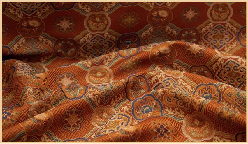 Dragon Brocade Fabric, Baoxiang Floral Pattern Textile, Traditional Jacquard Satin, Tibetan Mongolian Style Fabric, Luxury Upholstery Sewing - Poppylollipop