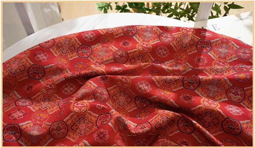 Dragon Brocade Fabric, Baoxiang Floral Pattern Textile, Traditional Jacquard Satin, Tibetan Mongolian Style Fabric, Luxury Upholstery Sewing - Poppylollipop