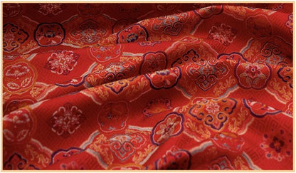 Dragon Brocade Fabric, Baoxiang Floral Pattern Textile, Traditional Jacquard Satin, Tibetan Mongolian Style Fabric, Luxury Upholstery Sewing - Poppylollipop