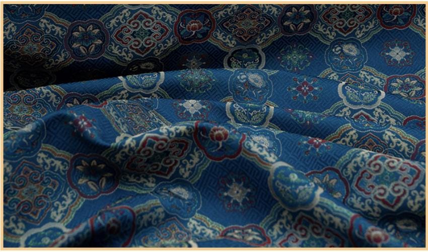 Dragon Brocade Fabric, Baoxiang Floral Pattern Textile, Traditional Jacquard Satin, Tibetan Mongolian Style Fabric, Luxury Upholstery Sewing - Poppylollipop