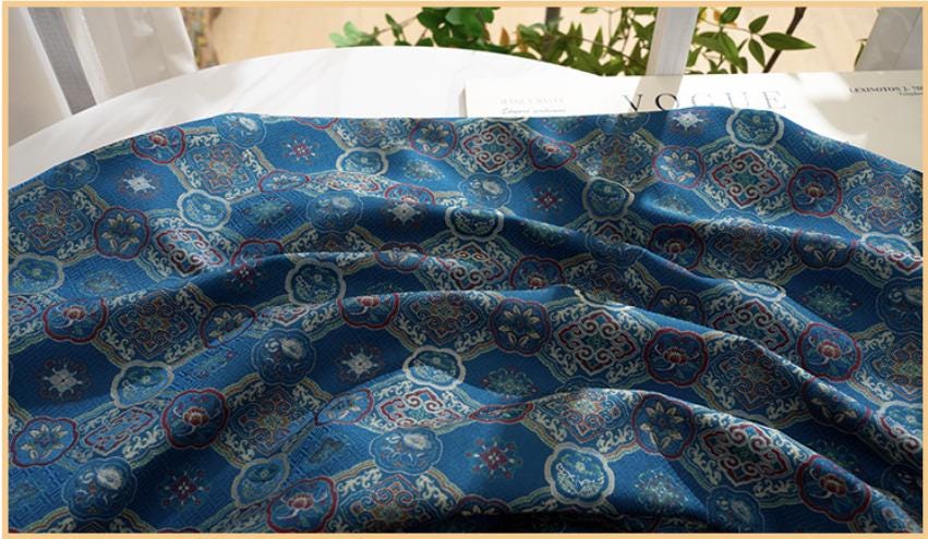 Dragon Brocade Fabric, Baoxiang Floral Pattern Textile, Traditional Jacquard Satin, Tibetan Mongolian Style Fabric, Luxury Upholstery Sewing - Poppylollipop