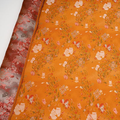 Floral Animal Jacquard Fabric Cute Pet Pattern Brocade Textile Damask Fabric Upholstery Costume Cheongsam Fabric Luxury Decorative Fabric