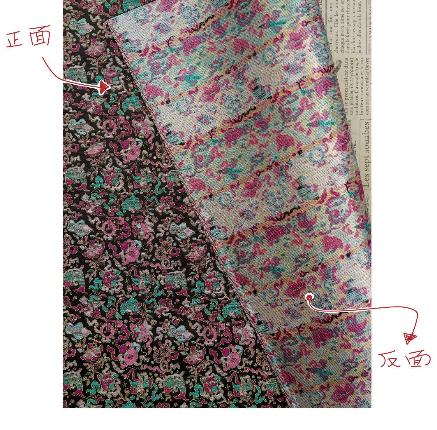 Multi - color Song Brocade Fabric with Golden Thread, Luxury Five - Color Treasure Jacquard for Sewing Design, Premium Textile by the Yard - Poppylollipop