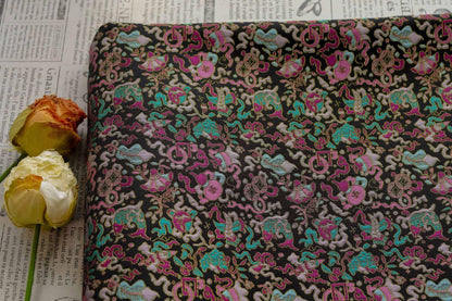 Multi - color Song Brocade Fabric with Golden Thread, Luxury Five - Color Treasure Jacquard for Sewing Design, Premium Textile by the Yard - Poppylollipop