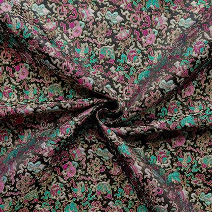 Multi - color Song Brocade Fabric with Golden Thread, Luxury Five - Color Treasure Jacquard for Sewing Design, Premium Textile by the Yard - Poppylollipop