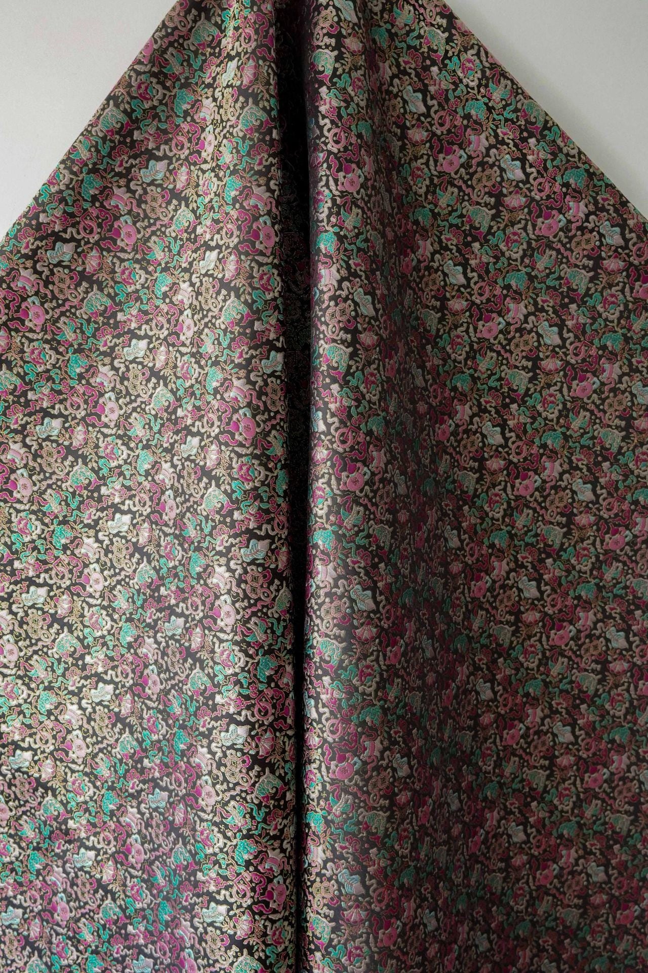Multi - color Song Brocade Fabric with Golden Thread, Luxury Five - Color Treasure Jacquard for Sewing Design, Premium Textile by the Yard - Poppylollipop