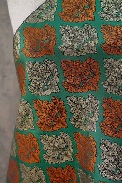 European Baroque Floral Fabric, Vintage Scroll Yarn - Dyed Jacquard, Luxury Brocade for Upholstery & Period Costumes, Heavyweight Textile - Poppylollipop