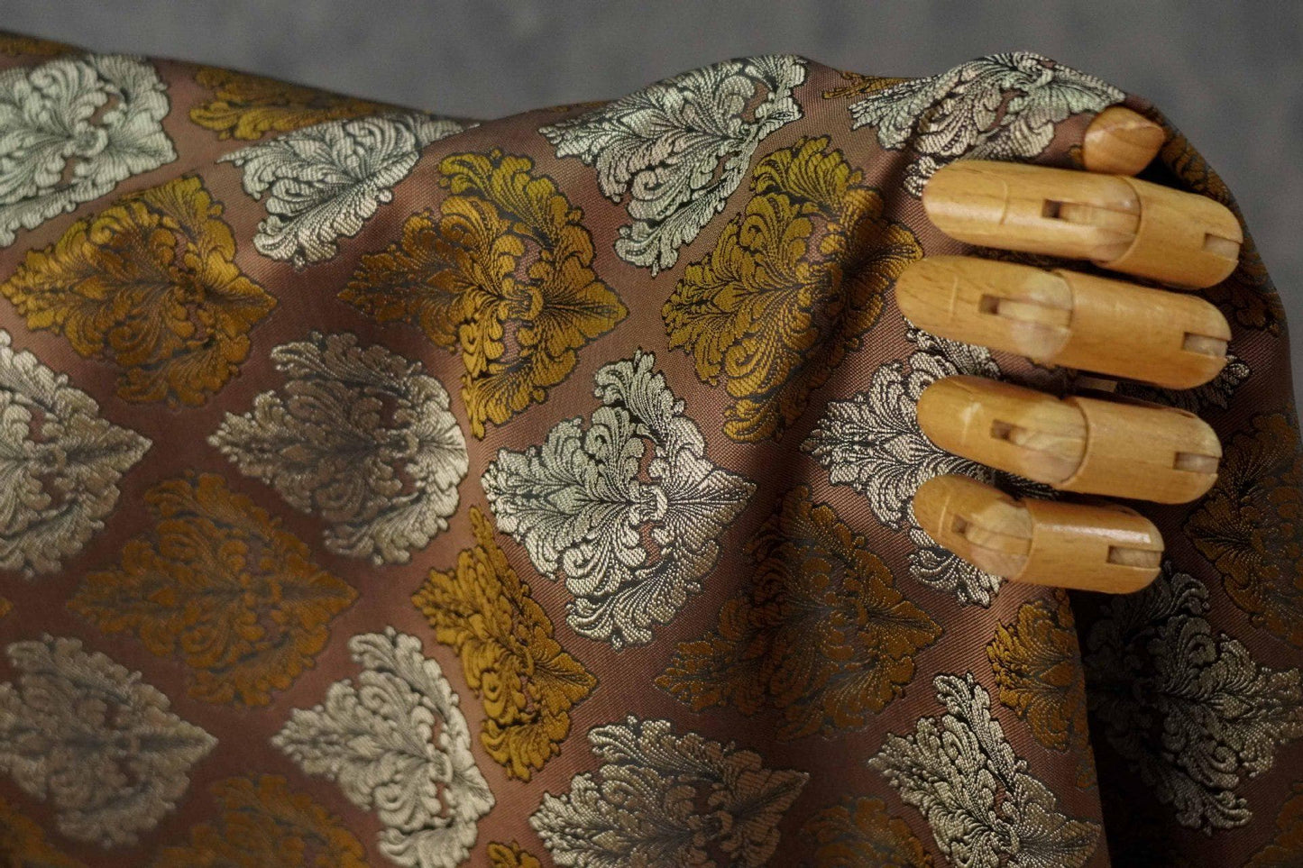 European Baroque Floral Fabric, Vintage Scroll Yarn - Dyed Jacquard, Luxury Brocade for Upholstery & Period Costumes, Heavyweight Textile - Poppylollipop